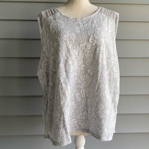 Grey tank with sheer and lace detail